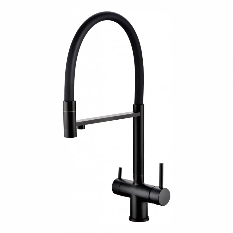 Смеситель для кухни Grocenberg GB4099 с гибким изливом, черный матовый