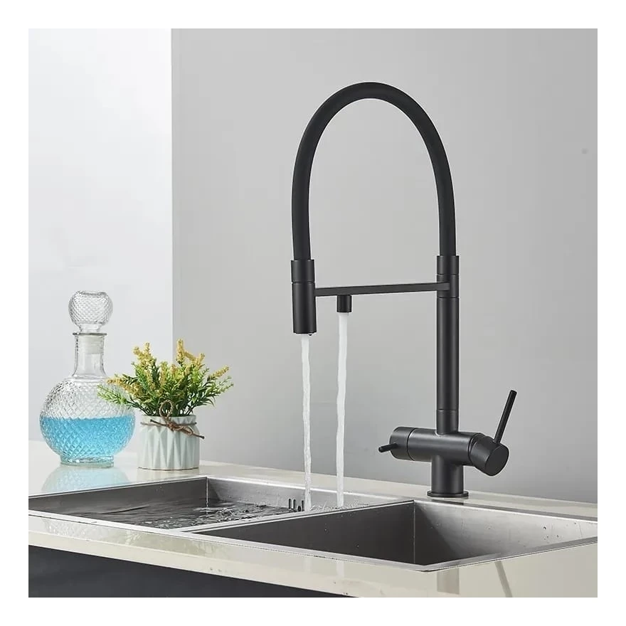 Смеситель для кухни Grocenberg GB4099 с гибким изливом, черный матовый