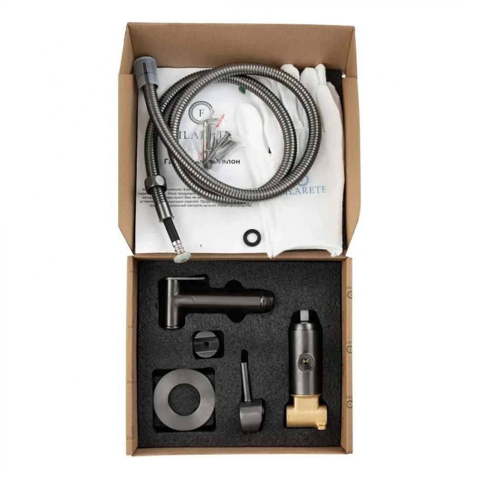 Смеситель встраиваемый с гигиеническим душем FILARETE Roun FL100, графит