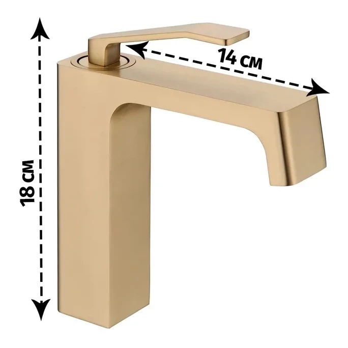 Смеситель для раковины Grocenberg GB2090, матовое золото
