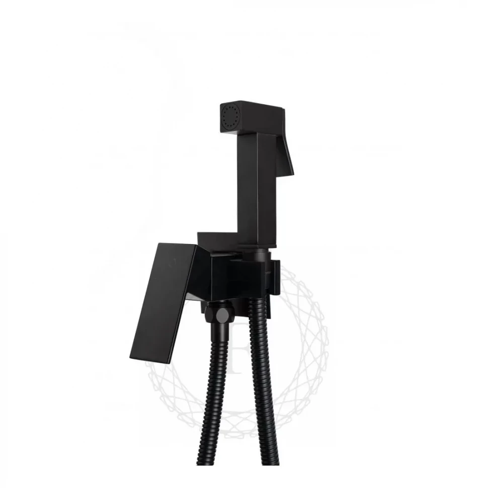 Смеситель встраиваемый с гигиеническим душем FILARETE Fing FL101, черный матовый