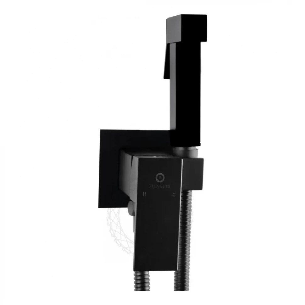 Смеситель встраиваемый с гигиеническим душем FILARETE Fing FL101, черный матовый