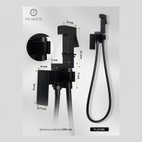 Смеситель встраиваемый с гигиеническим душем FILARETE Fing FL101, черный матовый