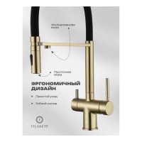 Смеситель для кухни под фильтр на магните FILARETE FL3020, матовое золото