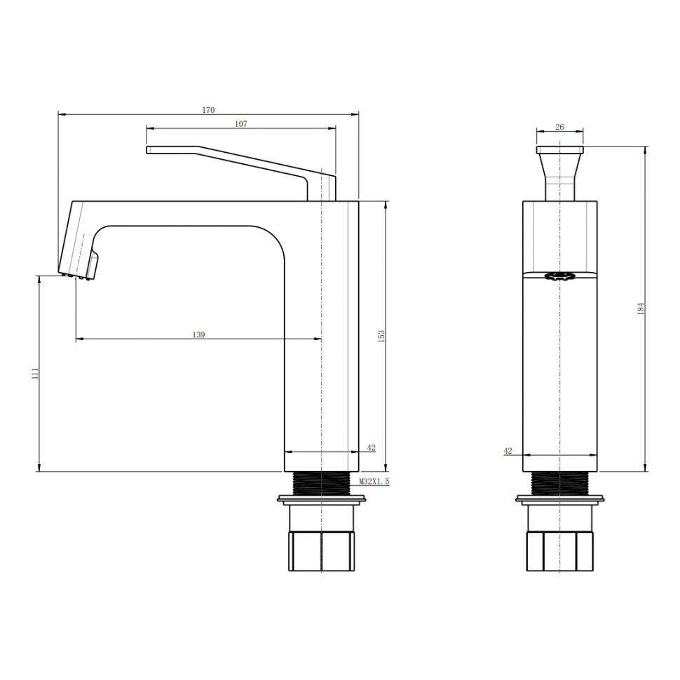 Смеситель для раковины Grocenberg GB2090, черный матовый