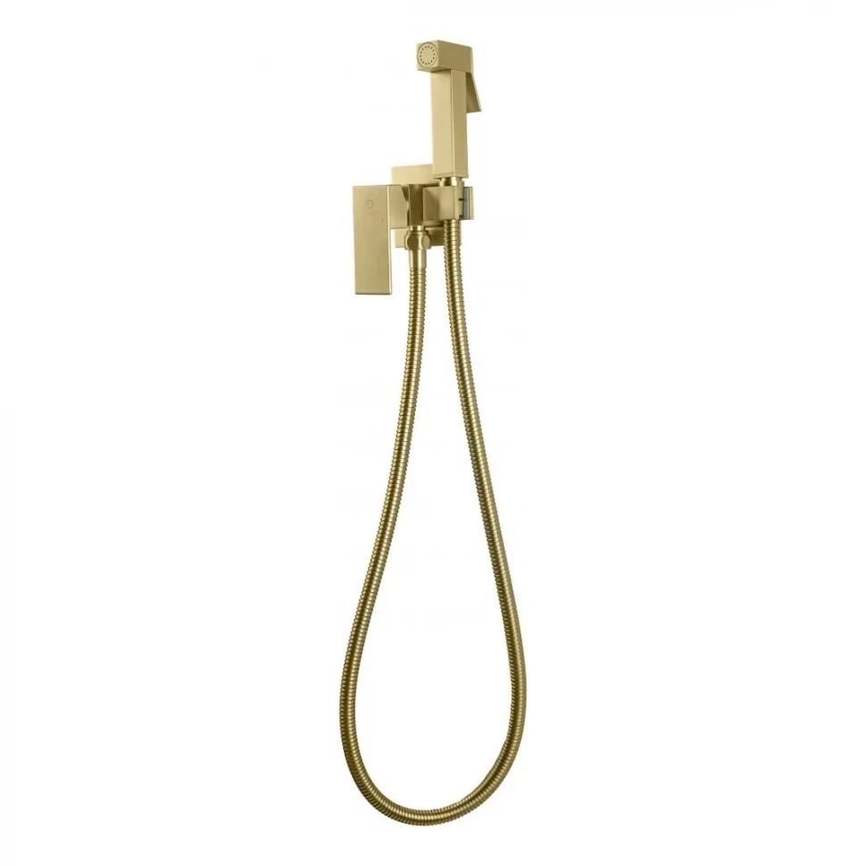 Смеситель встраиваемый с гигиеническим душем FILARETE Fing FL101, матовое золото
