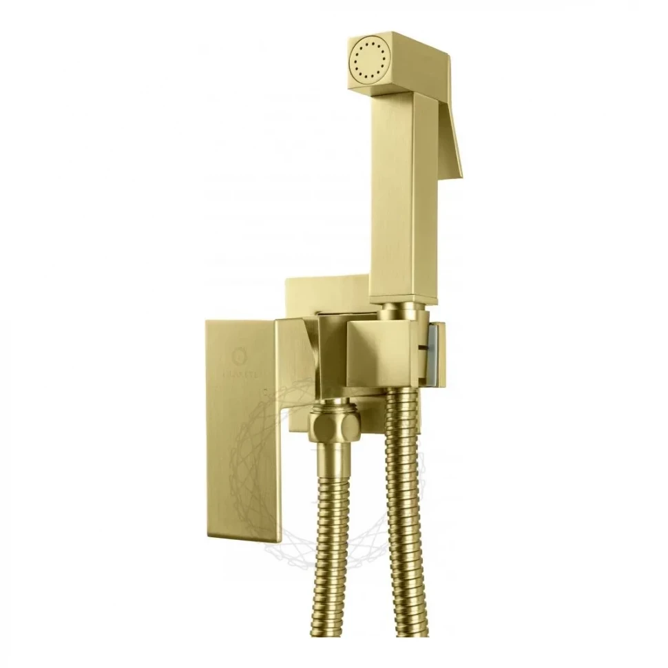 Смеситель встраиваемый с гигиеническим душем FILARETE Fing FL101, матовое золото