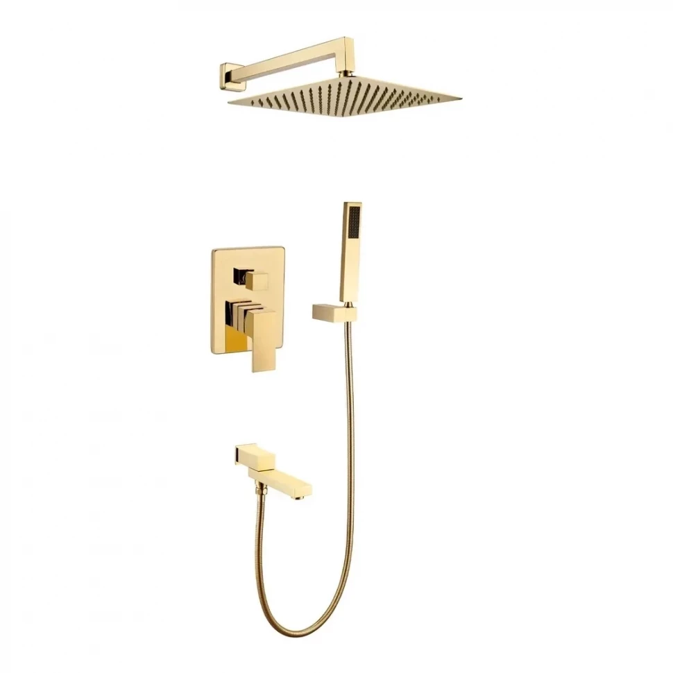 Душевая система скрытого монтажа Grocenberg GB5089GO-1, золото глянец