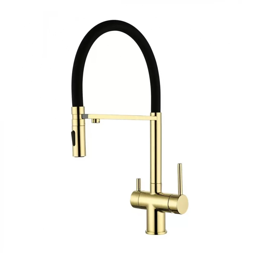 Смеситель для кухни под фильтр на магните Grocenberg GB4096, золото глянец