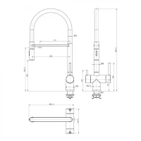 Смеситель для кухни под фильтр на магните Grocenberg GB4096, золото глянец