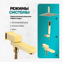 Душевая система скрытого монтажа Grocenberg GB5089GO-2, золото глянец