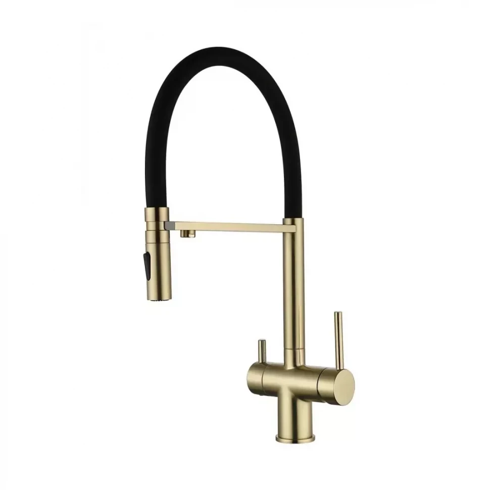 Смеситель для кухни под фильтр на магните Grocenberg GB4096, матовое золото