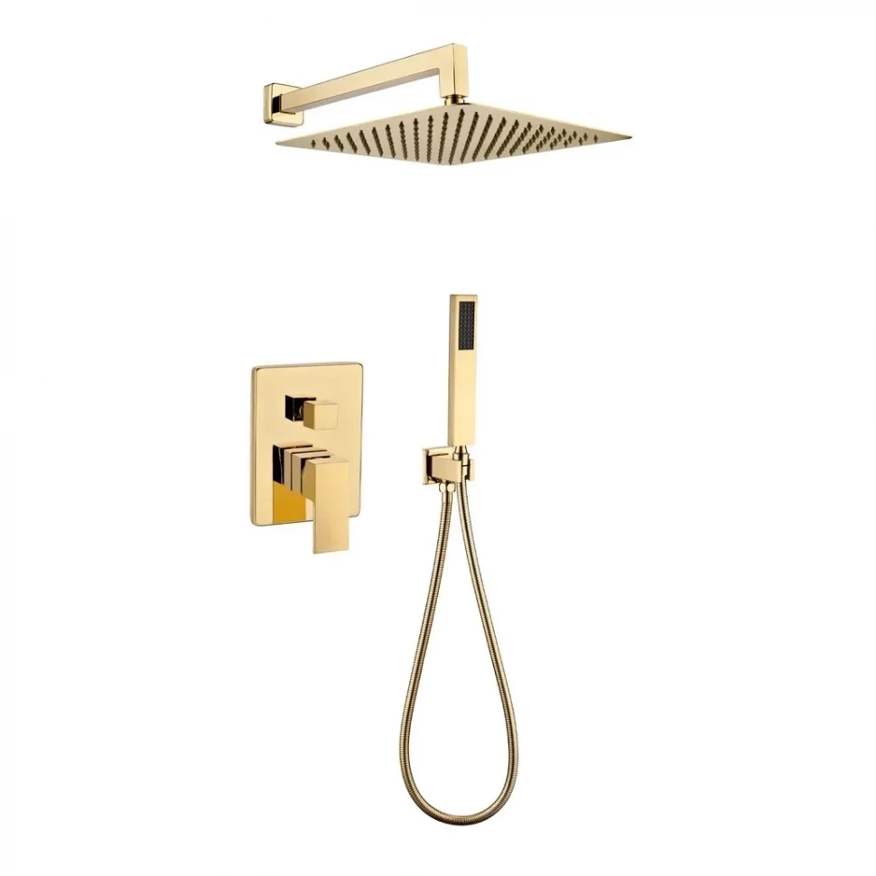 Душевая система скрытого монтажа Grocenberg GB5089GO-3, золото глянец