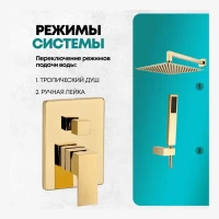 Душевая система скрытого монтажа Grocenberg GB5089GO-3, золото глянец