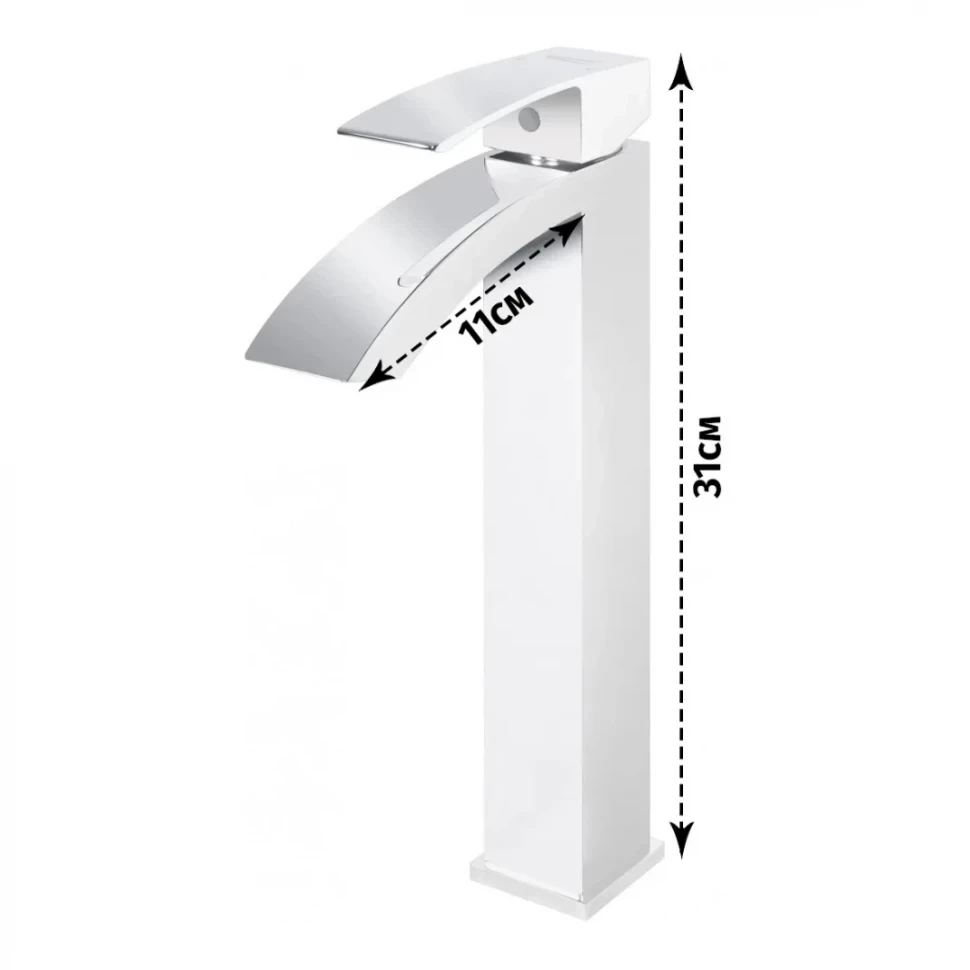 Смеситель для раковины высокий Grocenberg GB3007, белый/хром