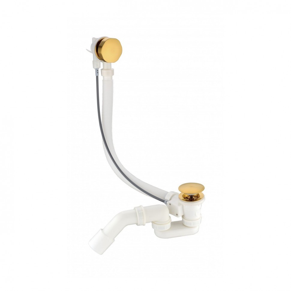 Полуавтоматический слив-перелив для ванны Grocenberg GB240, золотой брашированный