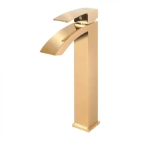 Смеситель для раковины высокий Grocenberg GB3007, золото глянец