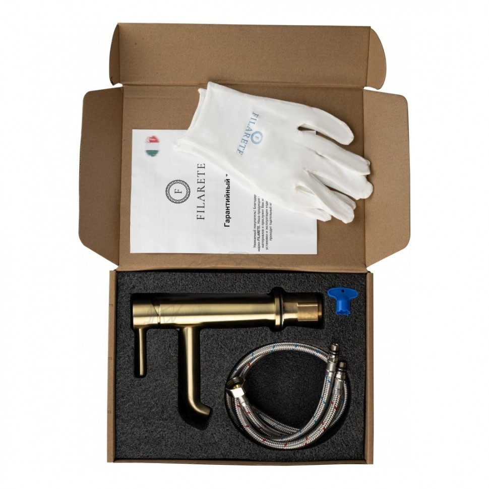 Смеситель для раковины FILARETE Roun FL5020, матовое золото