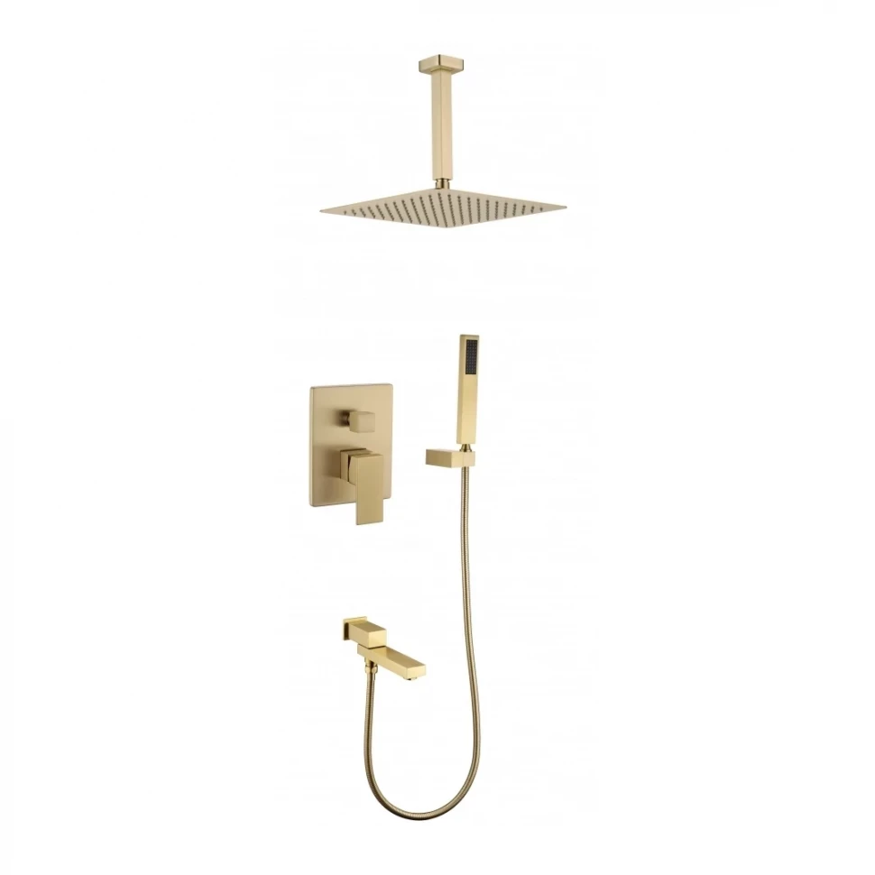 Душевая система скрытого монтажа Grocenberg GB5089MG-2, матовое золото