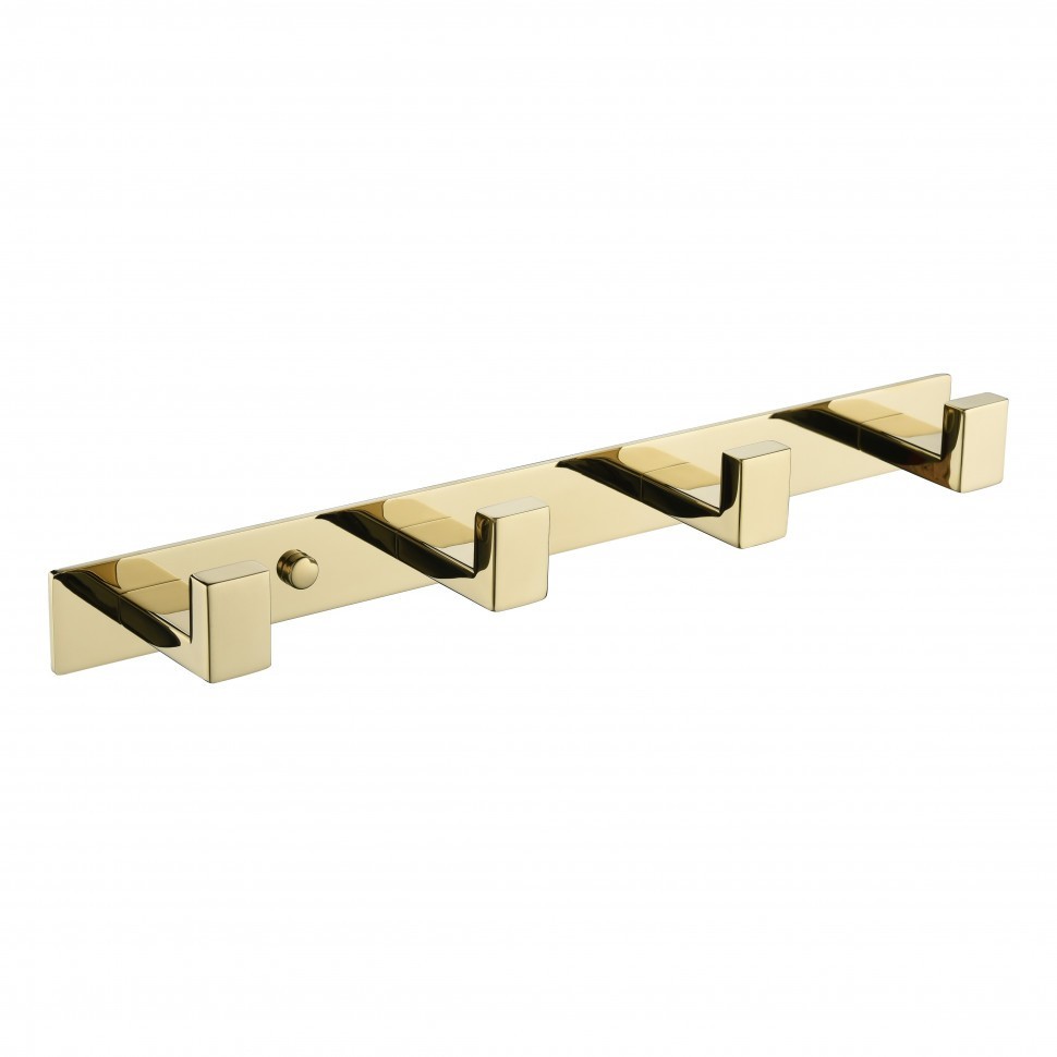 Полотенцедержатель на планке с 4 крючками Grocenberg AC0014, золото глянец