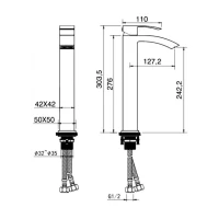 Смеситель для раковины высокий Grocenberg GB3007, никель