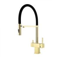 Смеситель для кухни под фильтр на магните Grocenberg GB4098, золото глянец