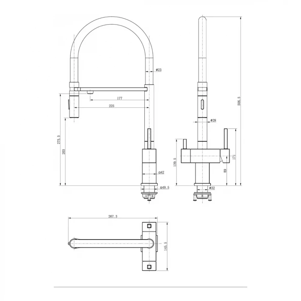 Смеситель для кухни под фильтр на магните Grocenberg GB4098, золото глянец