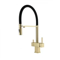 Смеситель для кухни под фильтр на магните Grocenberg GB4098, матовое золото