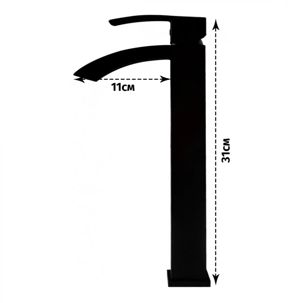 Смеситель для раковины высокий Grocenberg GB3007, черный матовый