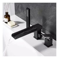 Смеситель на борт ванны Grocenberg GB6008-2, черный матовый