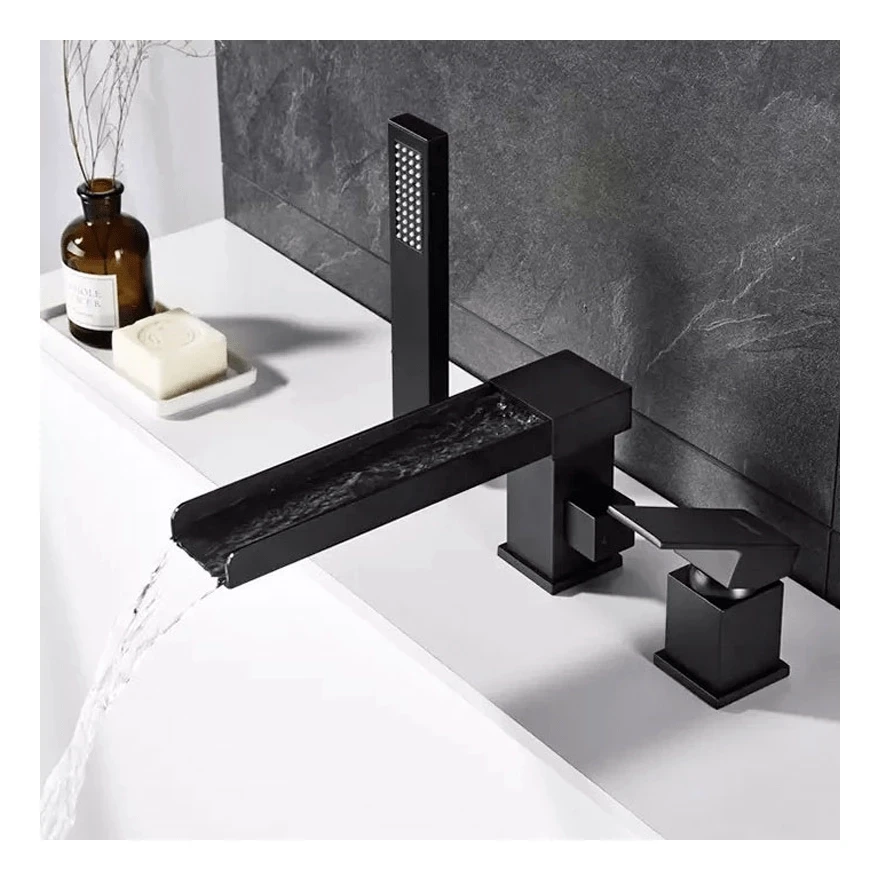 Смеситель на борт ванны Grocenberg GB6008-2, черный матовый