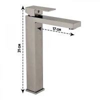 Смеситель для раковины высокий Grocenberg GB3008, графит