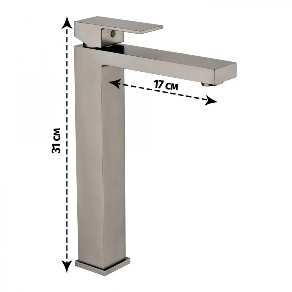 Смеситель для раковины высокий Grocenberg GB3008, графит