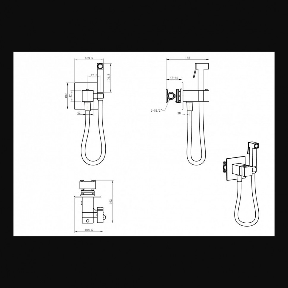 Гигиенический душ со смесителем Grocenberg GB008 с термостатом, хром