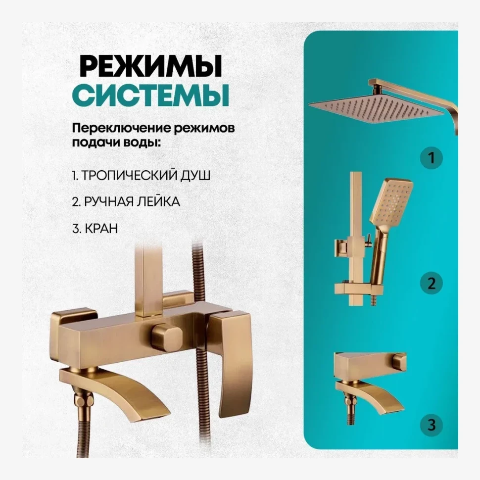 Душевая система Grocenberg GB7007-1, бронза