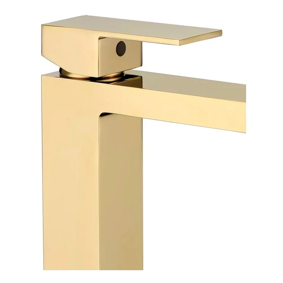 Смеситель для раковины высокий Grocenberg GB3008, золото глянец