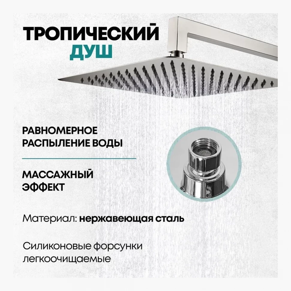 Душевая система скрытого монтажа Grocenberg GB5089NK-3, никель