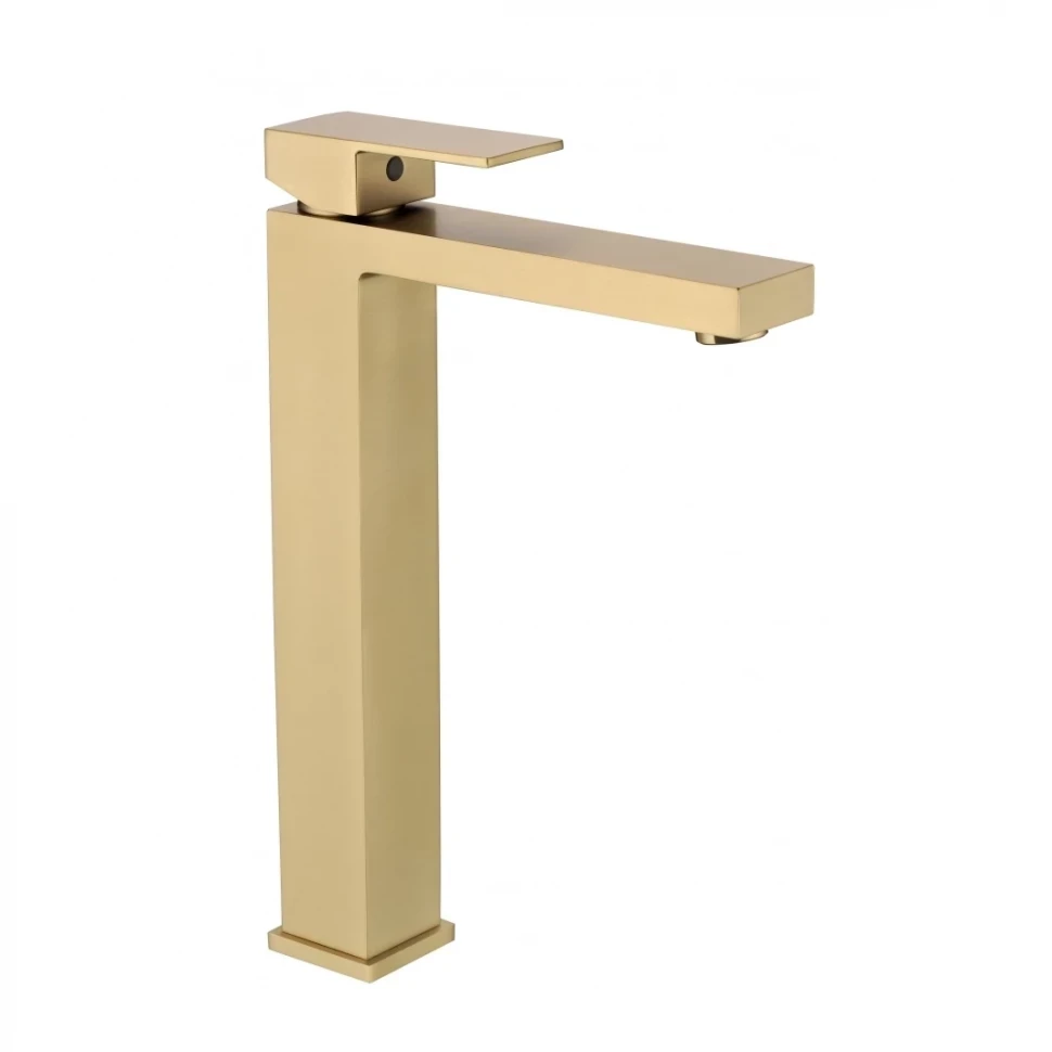 Смеситель для раковины высокий Grocenberg GB3008, матовое золото