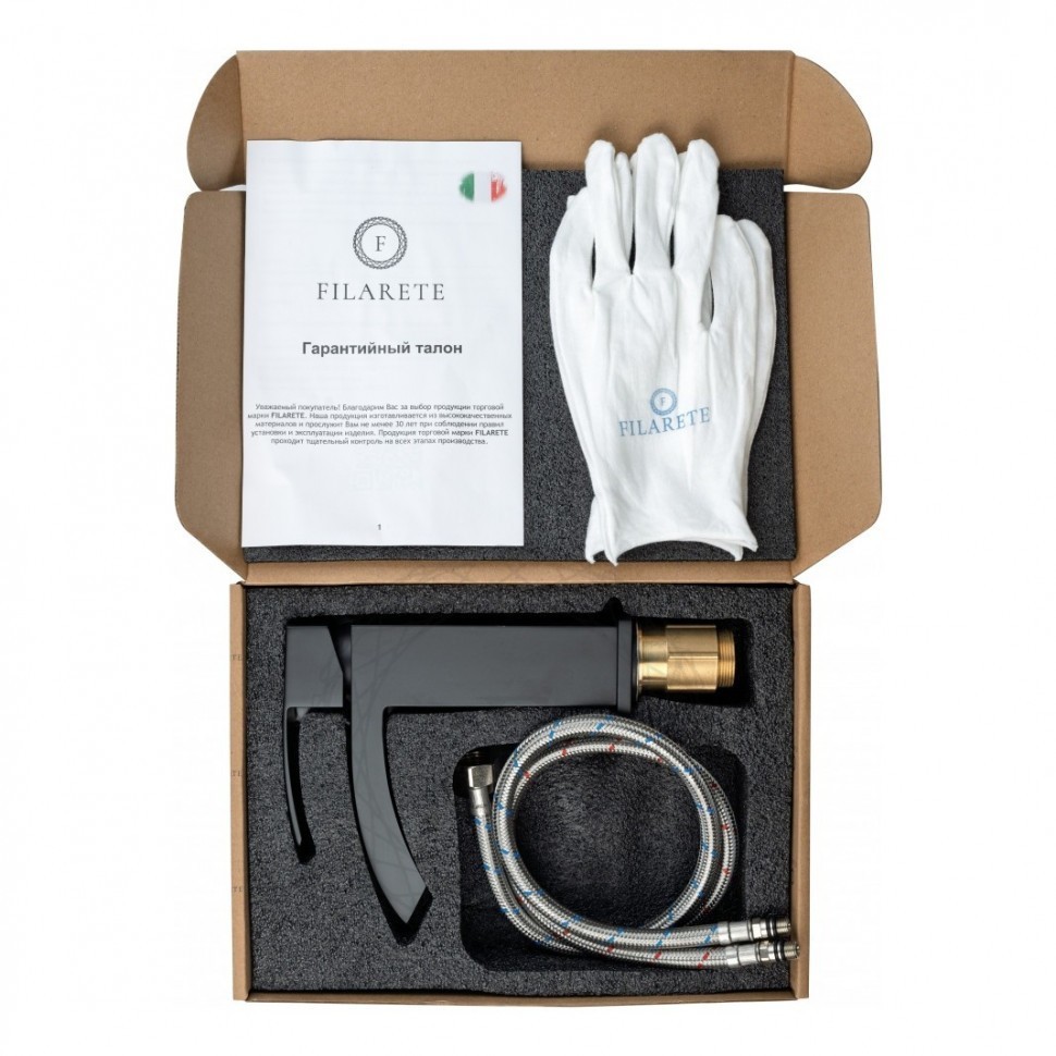 Смеситель для раковины FILARETE Waterfall FL5010, черный матовый