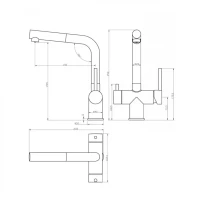 Смеситель для кухни под фильтр с выдвижным изливом Grocenberg GB4097, золото глянец