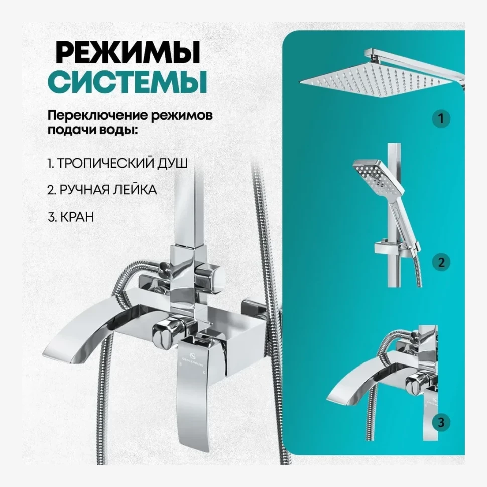 Душевая система Grocenberg GB7007, хром
