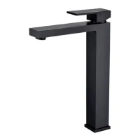 Смеситель для раковины высокий Grocenberg GB3008, черный матовый