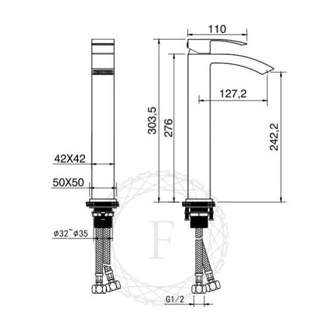 Смеситель для раковины FILARETE Waterfall FL6010, матовое золото
