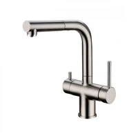 Смеситель для кухни под фильтр с выдвижным изливом Grocenberg GB4097, никель