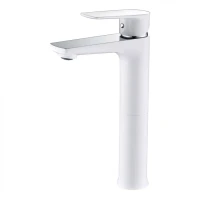 Смеситель для раковины высокий Grocenberg GB3009, белый/хром