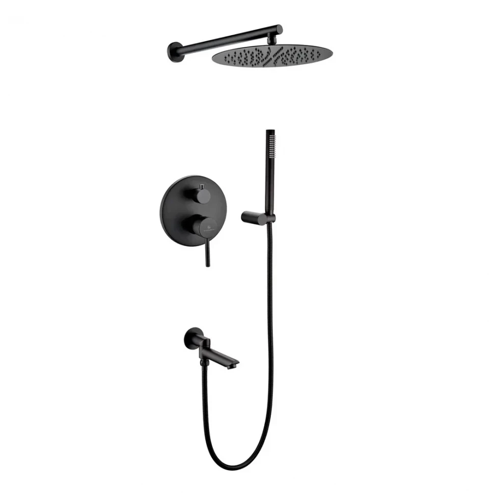 Душевая система скрытого монтажа Grocenberg GB5099BL-1, черный матовый