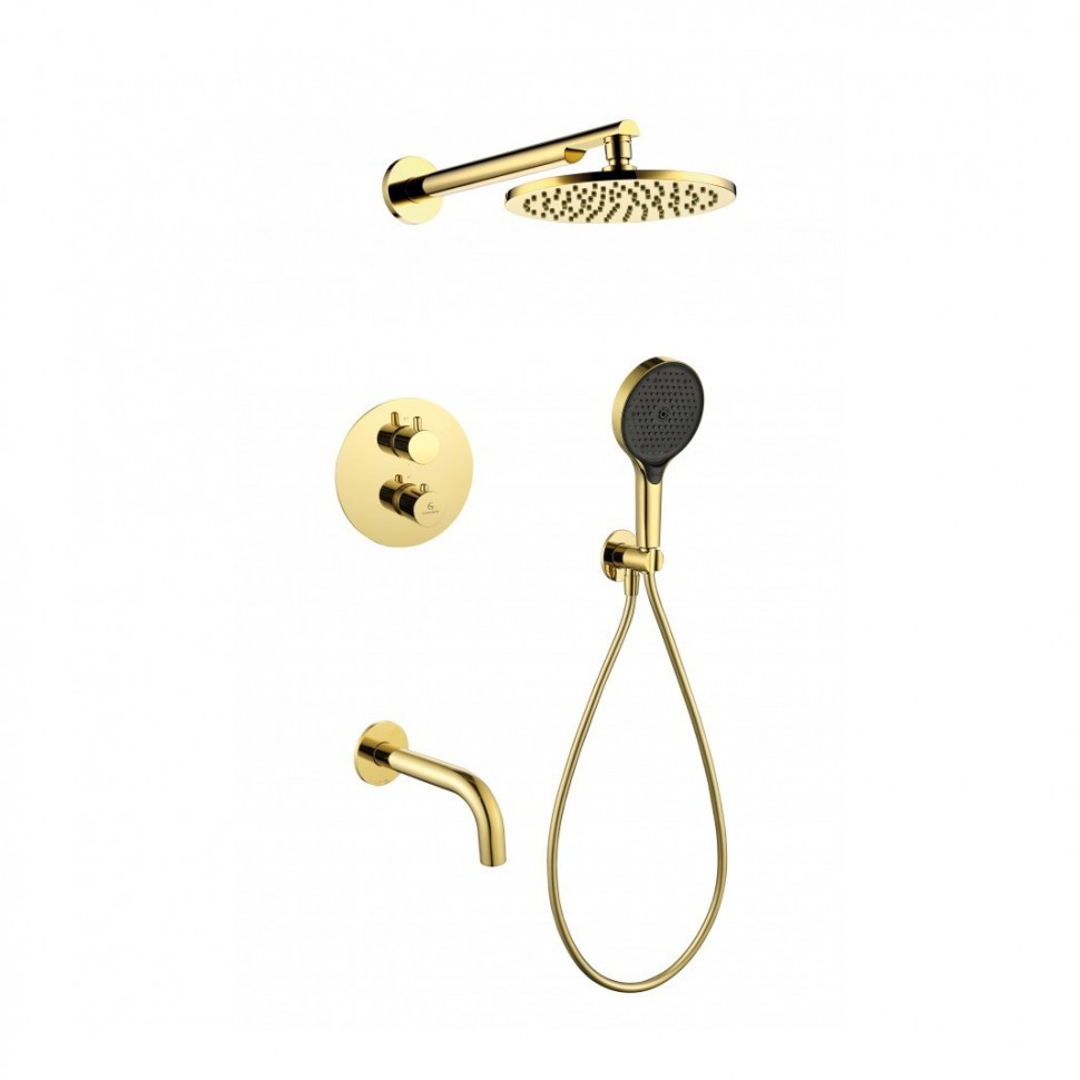 Душевая система скрытого монтажа Grocenberg GB5091, золото глянец