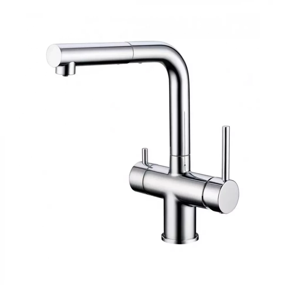 Смеситель для кухни под фильтр с выдвижным изливом Grocenberg GB4097, хром