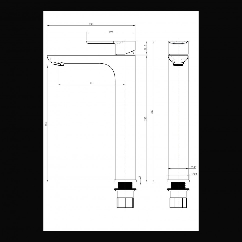 Смеситель для раковины высокий Grocenberg GB3009, бронза