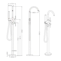 Смеситель напольный для ванны Grocenberg GB900, графит